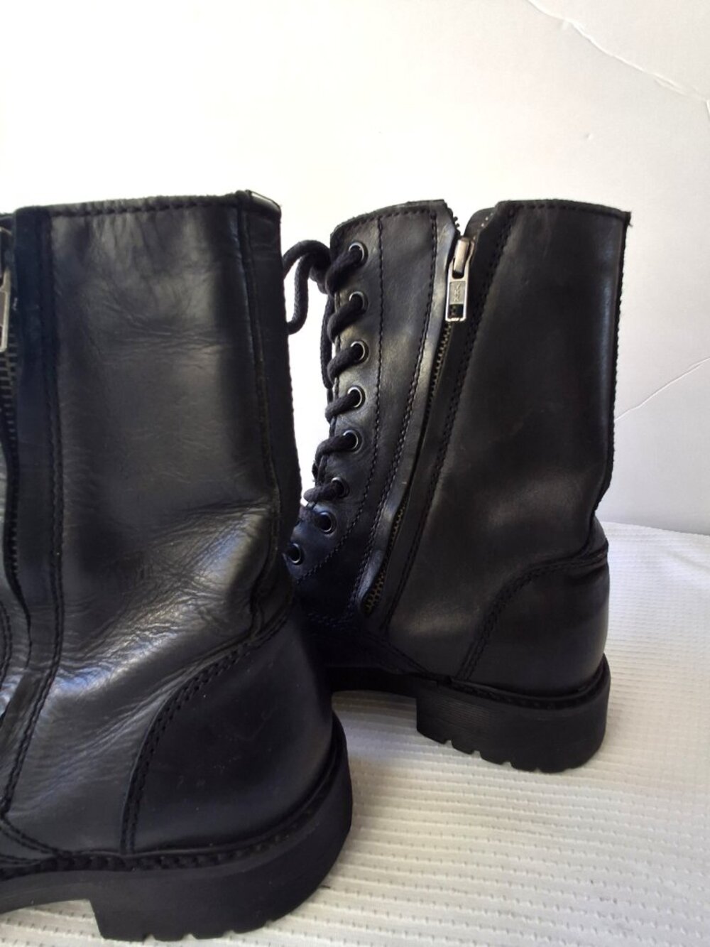 Black Lace-Up Combat Boots - Women - Picture 6 of 7